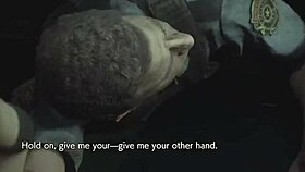 Claire Redfield shows off her athletic body in topless fitness routine