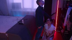 Man pisses on tits then ass to mouth fucks her 😈