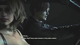 Claire Redfield shows off her athletic body in topless fitness routine