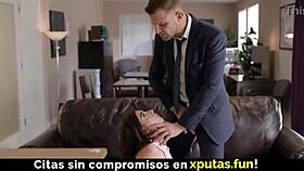 Obedient slut sucks bosss cock and gets fucked spanish subtitles