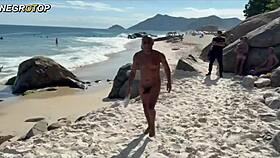 Humiliating the Cuckold's Wife on the Beach with a Monster Black Cock.