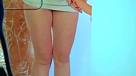 College Desi With Sexy Dress And Sneakers Playing With Glass Dildo