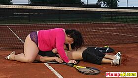 plump bbw with fat tits in femdom oral scene