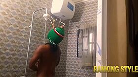 In the bath, the ebony pornstar narrates her interracial anal with big black cock