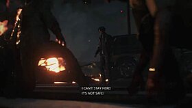 Claire Redfield shows off her athletic body in topless fitness routine