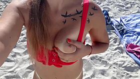 Much people on beach look how i masturbation loveli public