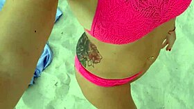 Much people on beach look how i masturbation loveli public