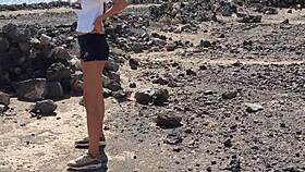 public pissing teen 18+ gives risky blowjob on camping to her boyfriend