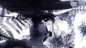 Bluee Performs Outdoor Blowjob on Big Cock with Deep Throat and Facial Cumshot.