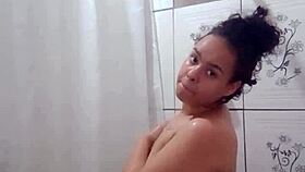 Teen Brunette Fingers Her Tight Pussy In The Shower For Intense Orgasm