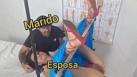 Doctor fucks cuckold's wife from behind in a public massage.