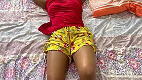 A horny Indian babe rides on a big black cock, wet and rough with her friend