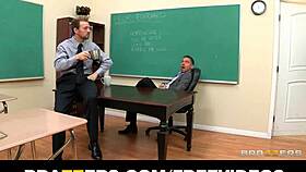 Busty Brunette College Dean Phoenix Marie TAKES TWO COCKS At Work!