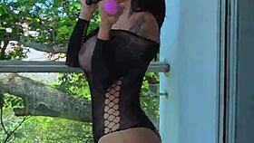 fucking my friend hard on the balcony, yeah!