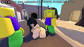 I saw Emma getting roughly banged by three guys on the Roblox Whorblox street, it was wild