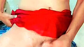 Red hot sissy dominates shemale lover in anal strapon action. Petite 18+ bodybuilder in lingerie and panties