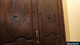 Wife makes nanny ride my huge cock!