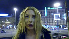 German scout meets teen student marilyn for first outdoor casting after party night