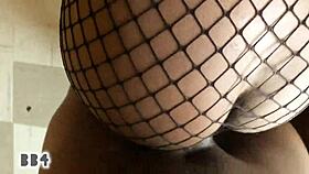 Homemade black porn with screaming girlfriend in fishnets.