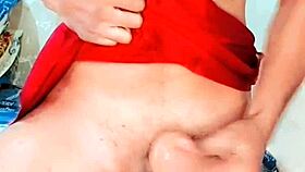 Red hot sissy dominates shemale lover in anal strapon action. Petite 18+ bodybuilder in lingerie and panties