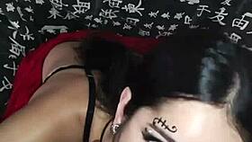 Wellington Prado receives deep blowjob, face covered in cum.