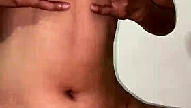 Sexy teen explores her natural boobs and tight pink pussy