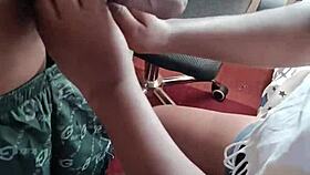 hot petite black girl sucking her boyfriend's big hard dick