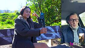 allison sweet, cute latina, rides big cock outdoors while showing tits to followers.