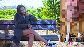 allison sweet, cute latina, rides big cock outdoors while showing tits to followers.