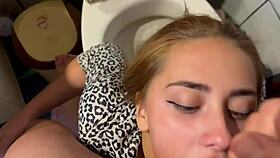 I love when my pretty lover gags and acts like a toilet in rough bdsm sex