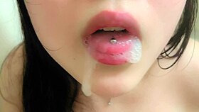 I’m obsessed with this tight pussy Japanese teen 18+ getting cum in mouth in bathroom