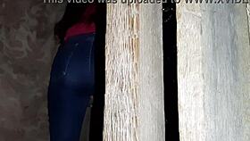 Ever caught a brunette stranger masturbating in jeans for an intense orgasm?