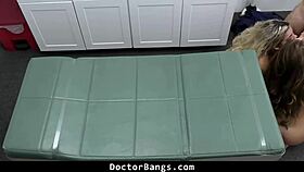 The doctor bends over this innocent teen patient for doggystyle with his big cock in the hospital.