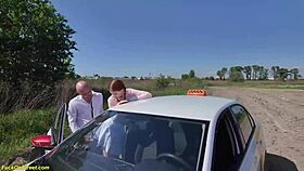 Skinny teen's ass destroyed in extreme public anal sex with crazy taxi driver.