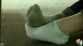 i love these dirty socks hidden under sneakers in candid shots