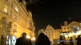 European brunette amateur in public setting