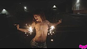 Sparkly topless fun in sunny outdoor spots