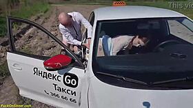 Skinny teen's ass destroyed in extreme public anal sex with crazy taxi driver.
