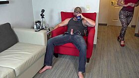 white trash wife gagging on cum. does she swallow it all?