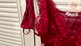 the stepmom catches her stepson jerking off with her panties.