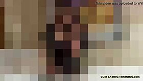 you clean up your own cum from the floor with your tongue, femdom style