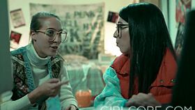 nerdy lesbians explore science and virtual milf