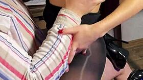 shiny pantyhose fetish: naughty secretary seducing boss?