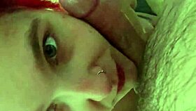 amber on her knees giving blowjob to daddy