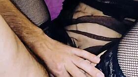 The milf wife spreads her legs for pov assfucking at home