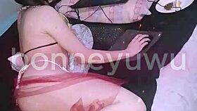 bonneyuwu COSPLAYS as leia in star wars, CUMS on her FACE in bed