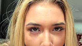 Petite 18+ blonde, why you screaming in POV missionary with cum splashing after rough doggy?