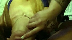 Latina woman with a tattoo gives her boyfriend an excellent blowjob