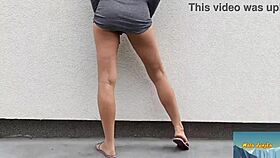 watch this european milf masturbate her shaved pussy outdoors while i record for you