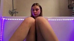 Crazy BBW Teen Masturbates Wet Pussy In Shower On Webcam